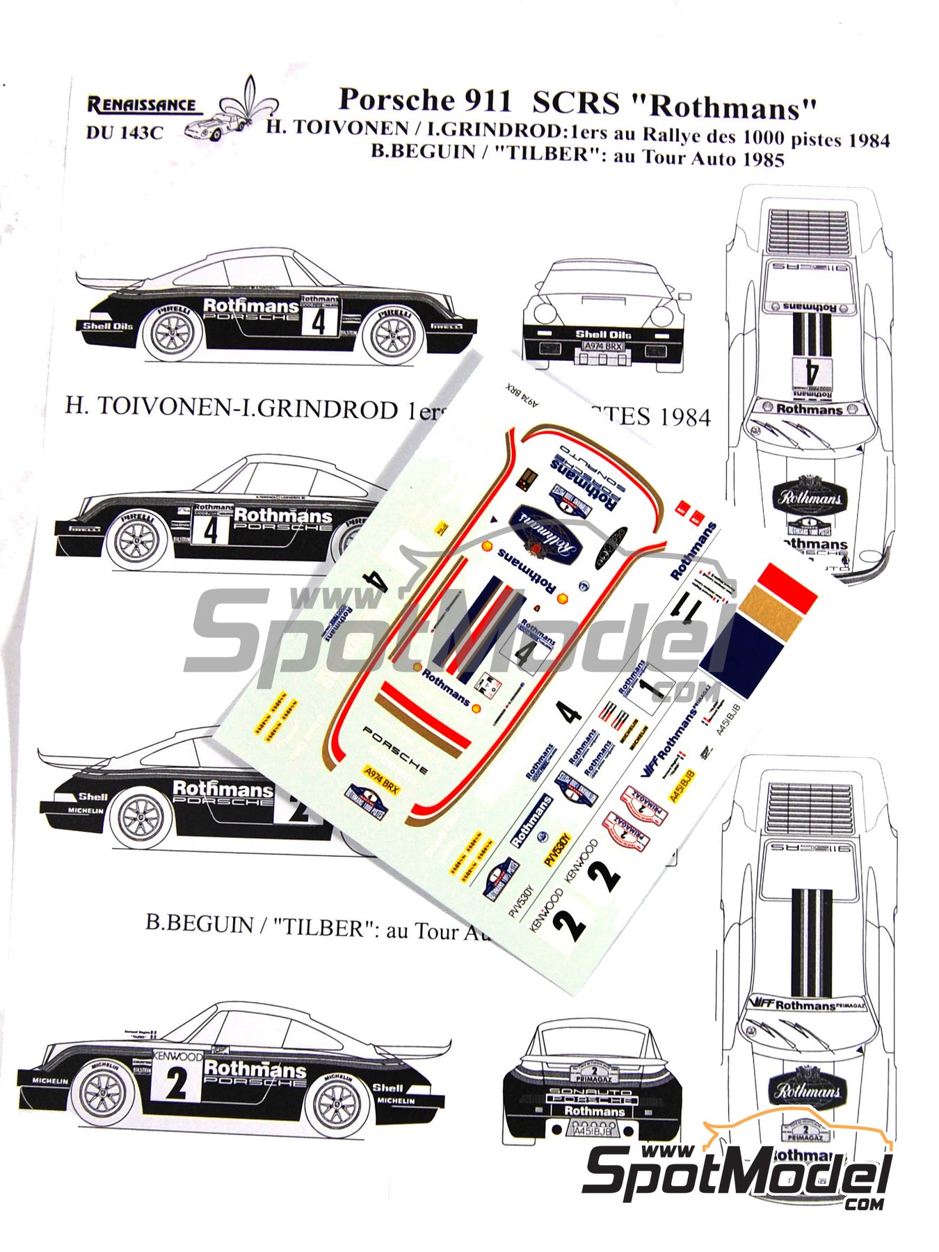 Renaissance Models DU143D: Decals 1/43 scale Porsche 911 SCRS